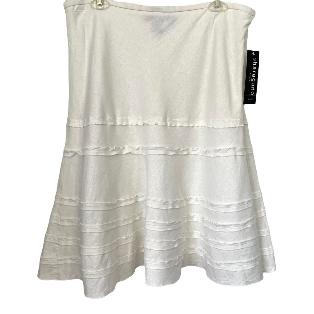 NWT Sharagano White Linen-Blend Bohemian Boho Skirt Size 14 Petite